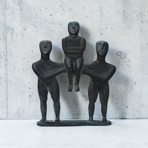 Bronze "Cycladic Solidarity" Sculpture – Triple Figurine Complex