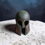 Ancient Greek Corinthian Helmet – Bronze Patina Ceramic Sculpture