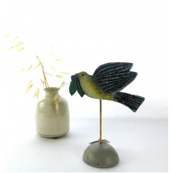 CERAMIC BLUE DOVE WITH OLIVE BRANCH