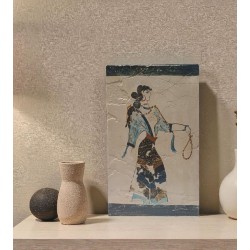 The 'Adorants Fresco' , woman holding a necklace