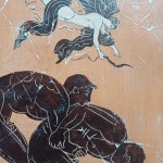 Ancient Greek Fresco – «The Wrestlers & Goddess Nike» (20x24 cm) Ancient Greek Fresco – «The Wrestlers & Goddess Nike» (20x24 cm)