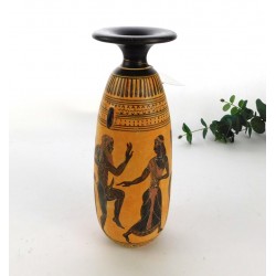 Alabastron with Satyr and Maenad