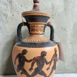 Panathenaic Amphora with Lid – Athena & Runners (22cm / 8.6 in)