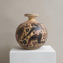 Corinthian Aryballos with Winged Figure and Rooster - Handcrafted Archaic Greek Vase