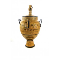 Terracotta krater with lid surmounted by a small hydria