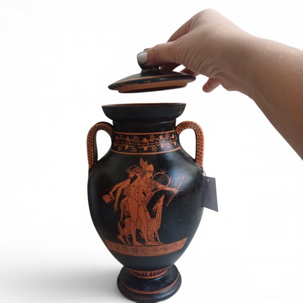 ​Attic Red-Figure Covered Amphora - Hermes & Satyrs (Faithful "Berlin Painter" Replica)