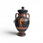 ​Attic Red-Figure Covered Amphora - Hermes & Satyrs (Faithful "Berlin Painter" Replica)