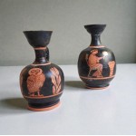 Set of Two Attic Red-Figure Lekythoi | Owl & Domestic Scene (8cm & 9cm)