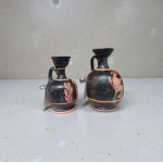 Set of Two Attic Red-Figure Lekythoi | Owl & Domestic Scene (8cm & 9cm)